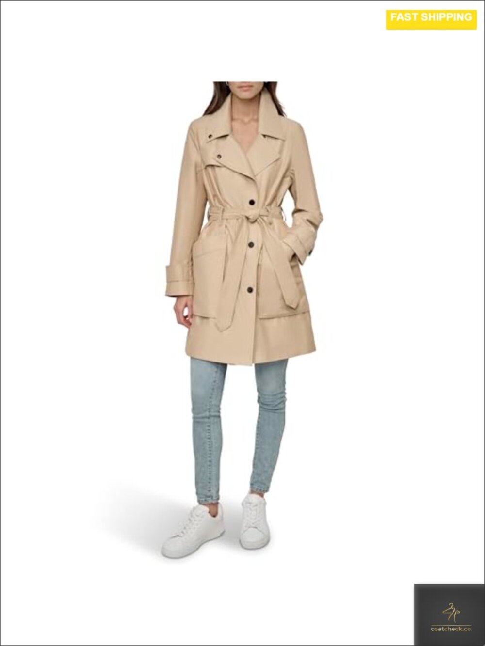 Women's Water Resistant Belted Trench Coat